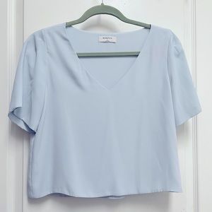 Babaton - Short Sleeve Blouse - Pale Blue - Small
